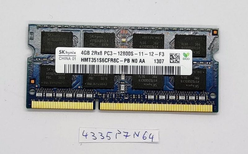 Memoria RAM per laptop HYNIX 1X4GB 4GB HMT351S6CFR8C-H9 DDR3 4GB 2Rx8 PC3 10600S