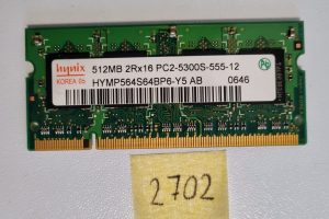 RAM per laptop HYNIX HYMP564S64BP6-Y5 AB da 512 MB DDR2 PC2-5300S-555-12 SODIMM 2Rx16