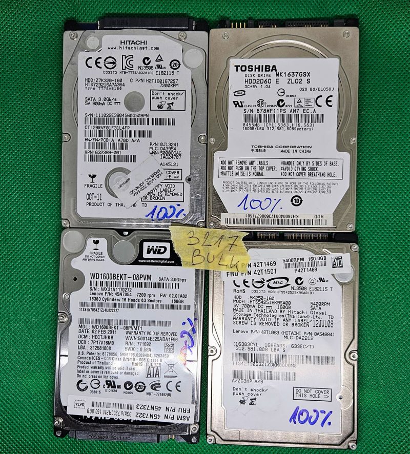 BULK 4 x Hitachi 160 GB 2.5 SATA Hard Disk x4 - Ricambi per laptop - Spedizione rapida