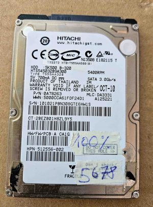 Disco rigido Hitachi 320 GB 2,5" 5K500.B-320 5400 RPM SATA 3 Gb/s – Disco rigido per laptop