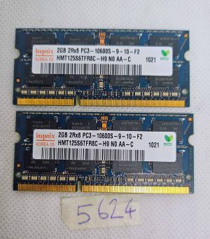 RAM per laptop Hynix BULK 2 x 2 GB 2Rx8 PC3-10600S DDR3 1333 MHz - Testata e funzionante