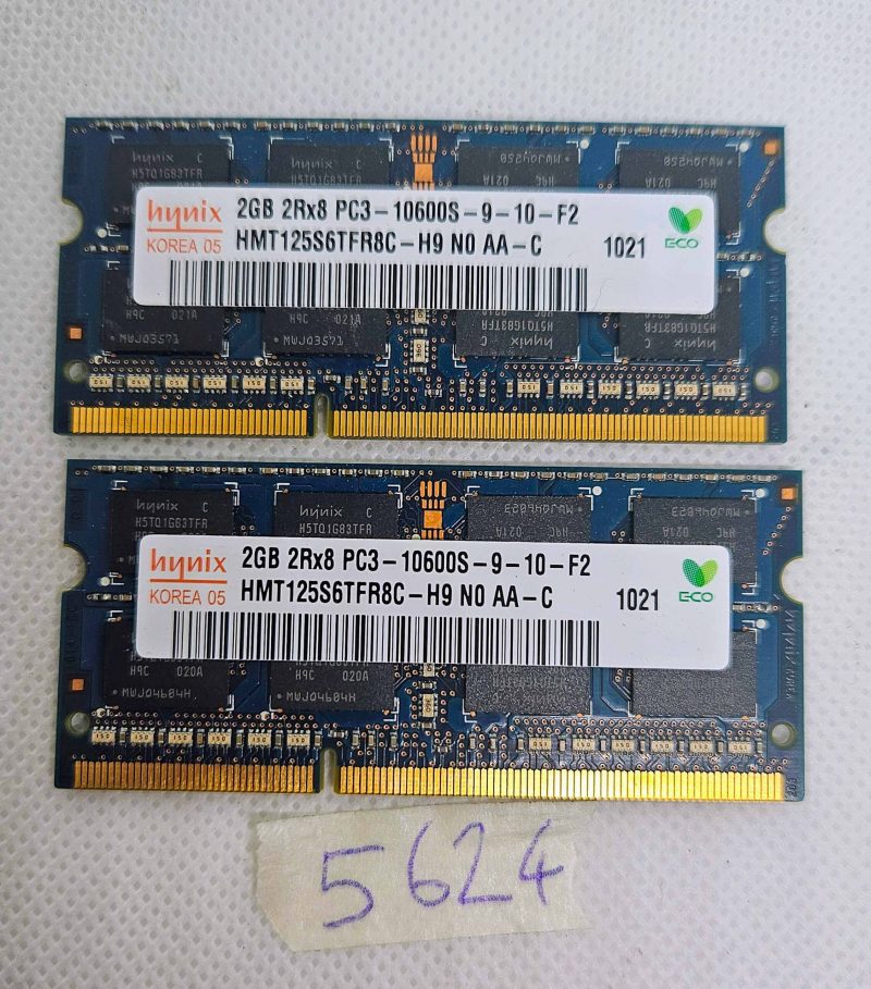 RAM per laptop Hynix BULK 2 x 2 GB 2Rx8 PC3-10600S DDR3 1333 MHz - Testata e funzionante