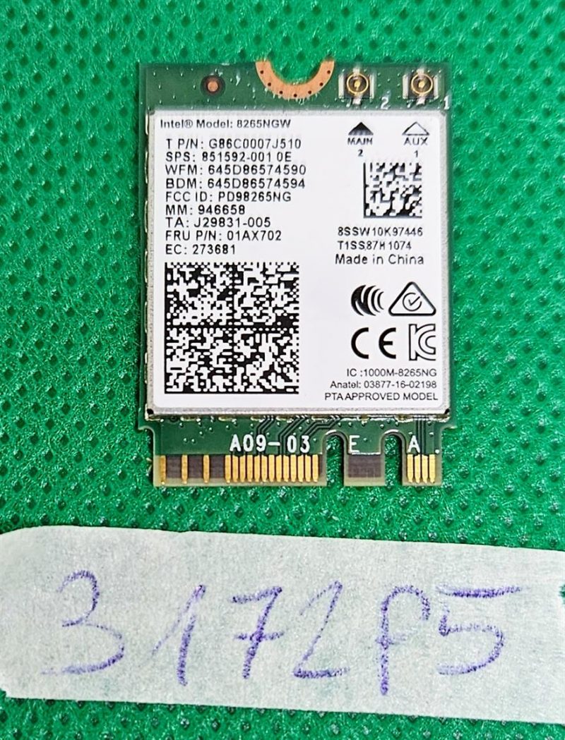 Scheda di rete WiFi BT dual band Intel 8265NGW 867 Mbps Mini PCIe 802.11ac 4.2 per laptop