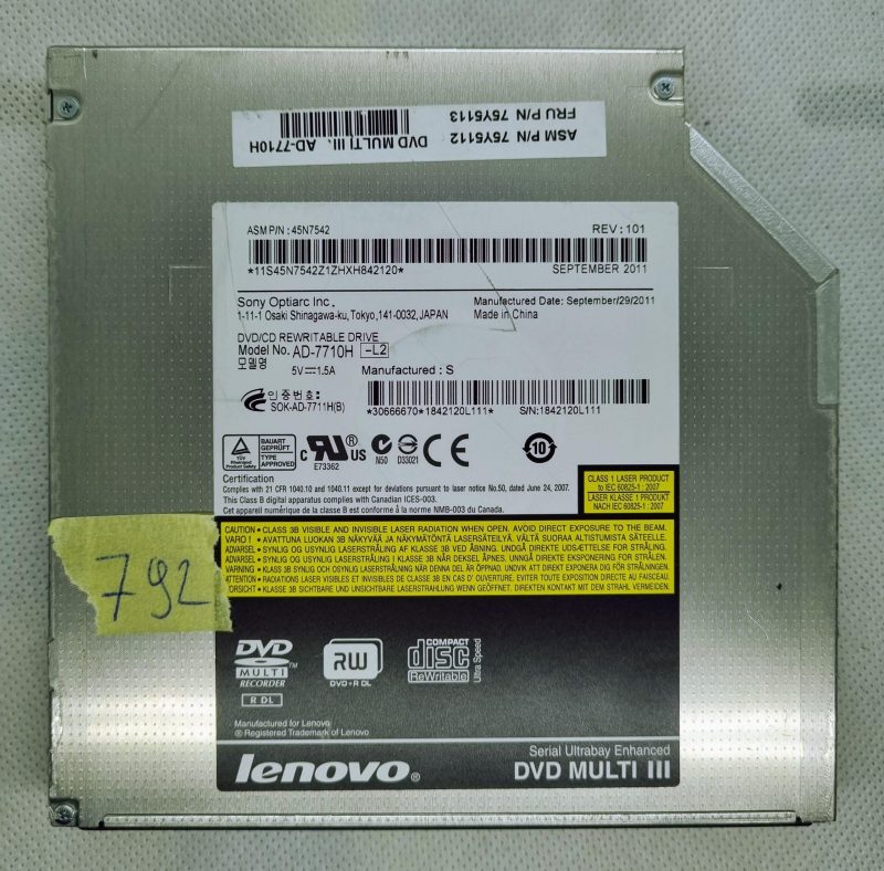 Unità DVD-RW DVD Multi III Lenovo ThinkPad T520 AD-7710H 45N7542 75Y5112 OEM