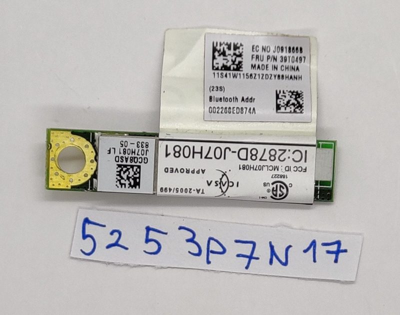 Scheda figlia Bluetooth Lenovo Thinkpad T61 BDC-2 FRU 39T0497 - Testata