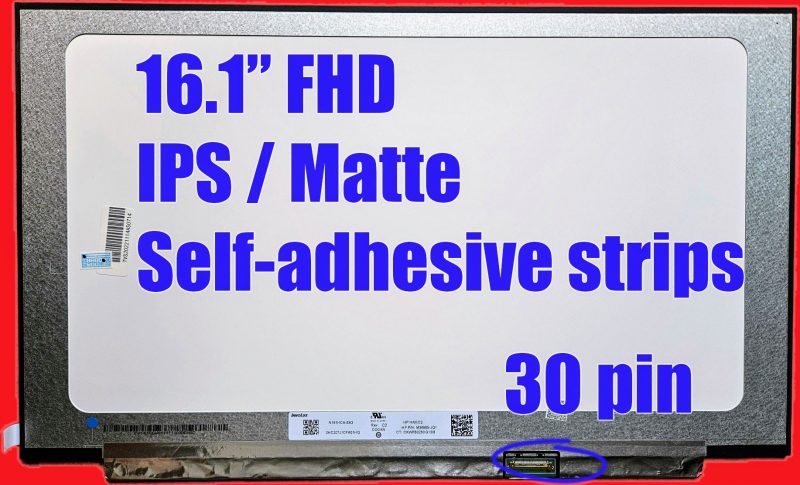 HP M54732-001 LCD 16,1" FHD IPS opaco 30 pin eDP con nastro adesivo Nuovo