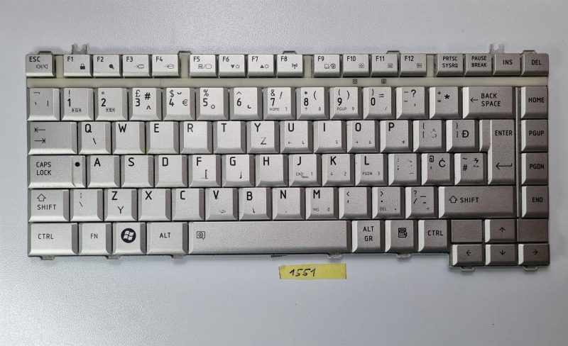 TASTIERA QWERTY UK TOSHIBA A200 A210 M200 M206, KFRSBA124A, PK130180340 GRIGIA (incisione SLO)