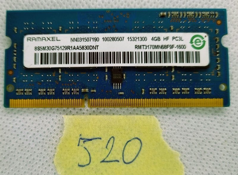 Memoria RAMAXEL originale RMT3170MN68F9F-1600 per laptop, 4 GB DDR3 PC3L-12800