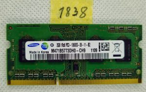 Memoria RAM per laptop SAMSUNG 2 GB PC3-12800s DDR3-1600 MHz non ECC 1Rx8 M471B5773DH0-CK0