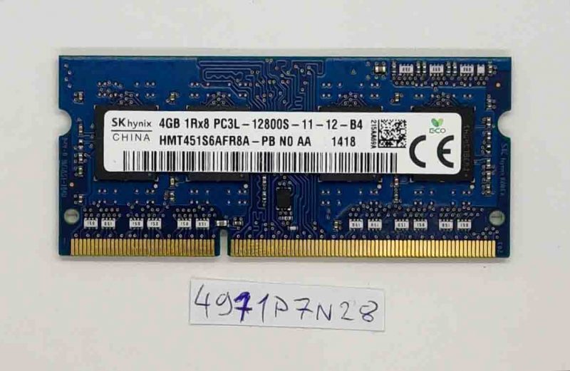 Memoria per laptop SK Hynix PC3L-12800S DDR3L 4GB HMT451S6AFR8A-PB 1Rx8 RAM