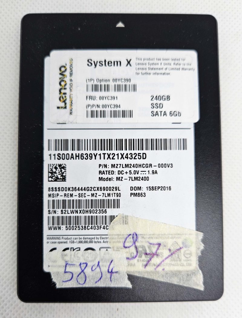 SSD SATA Samsung MZ-7LM2400 da 240 GB – 97% di integrità – Componenti per laptop – Testato