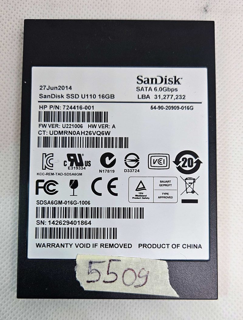 Sandisk SSD U110 16 GB per HP - P/N 724416-001 - Ricambio originale