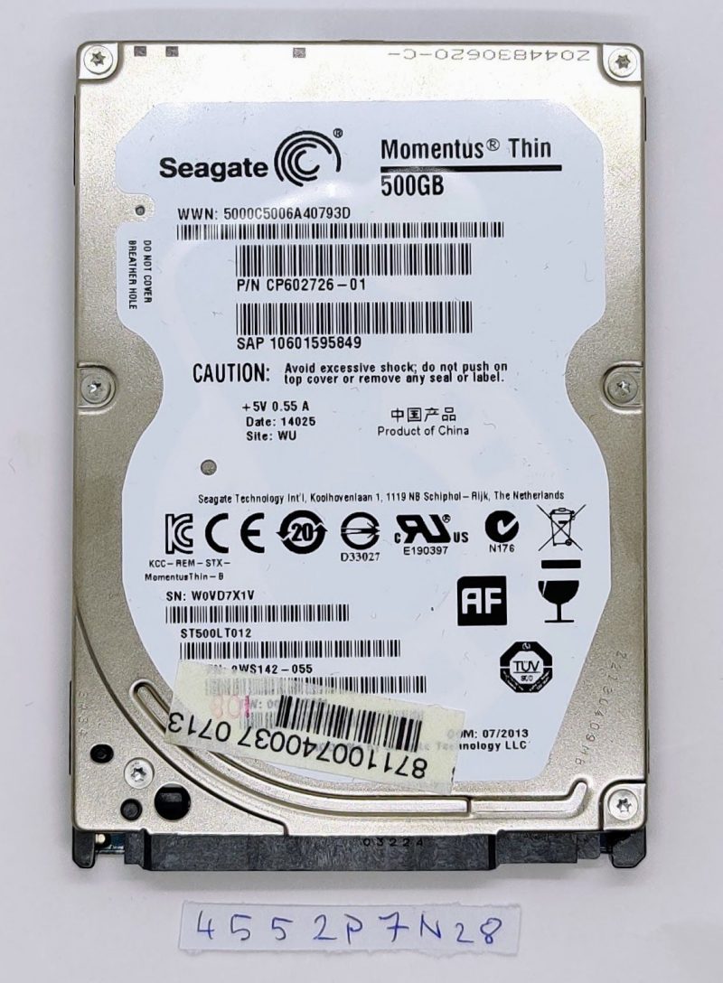Disco rigido Seagate Momentus Thin da 500 GB, codice CP602726-01, per laptop Fujitsu LifeBook AH552