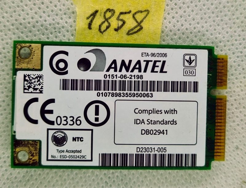 Modulo mappa Wi-Fi WLAN Sony Vaio PCG-8W1M WM3945ABG 0151-06-2198 - Ricambio originale