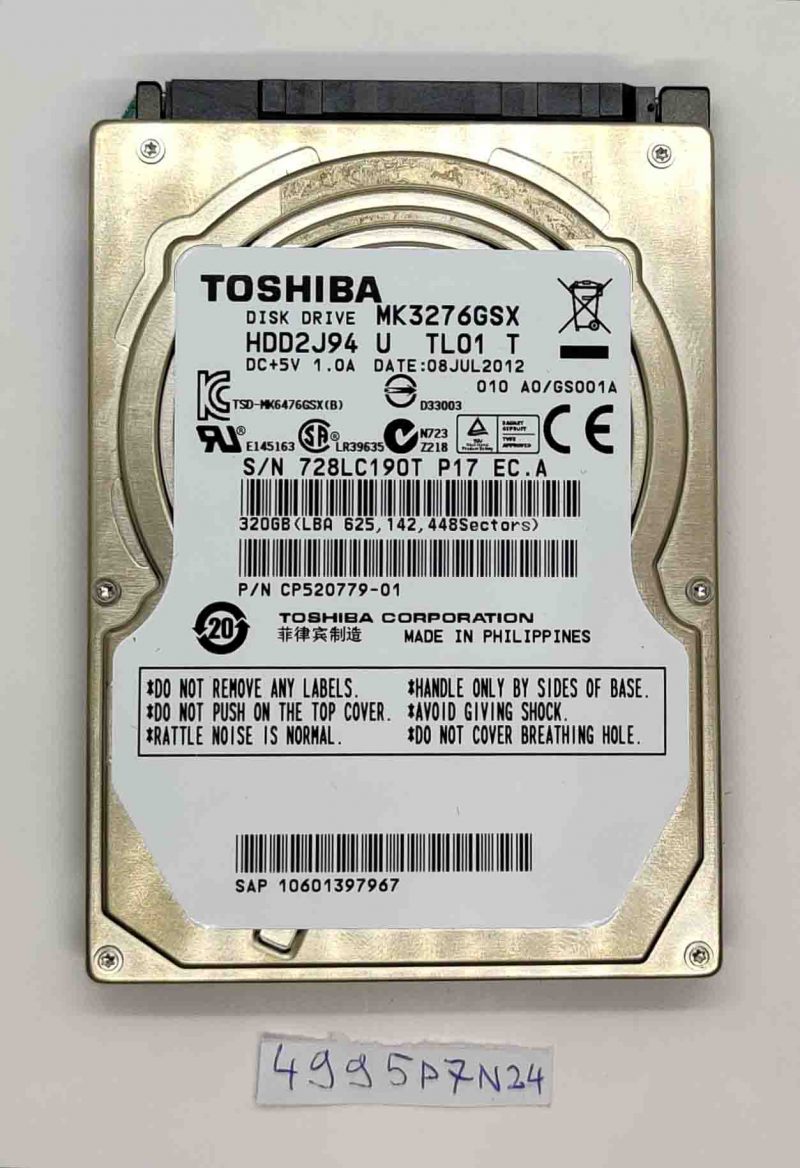 Toshiba MK3276GSX 320 GB 2,5" HDD interno per laptop 5400 RPM SATA - 100% integro