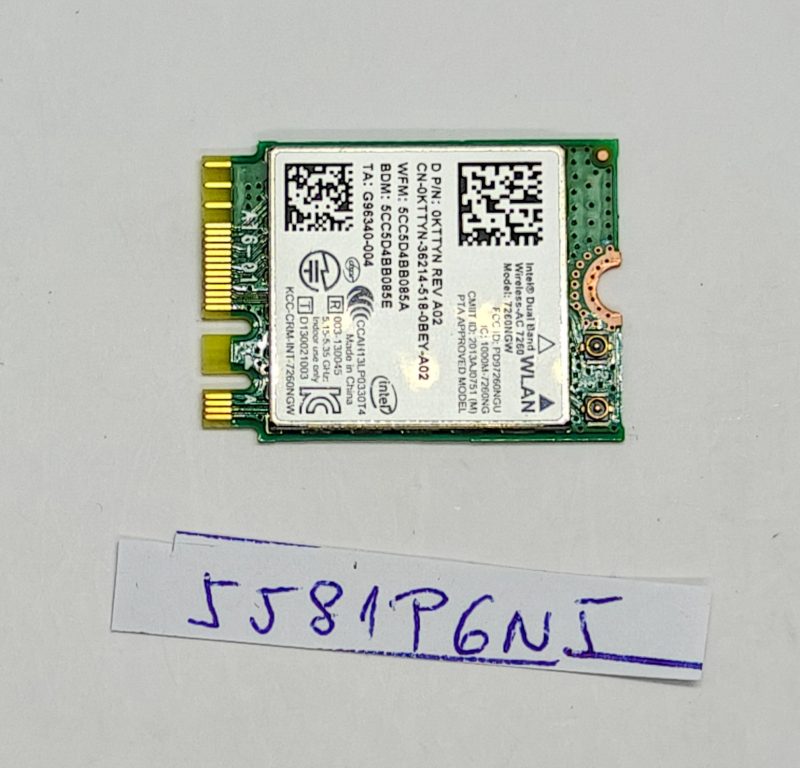 Scheda WiFi robusta Dell Latitude 7214 usata 7260NGW Dual Band Intel AC