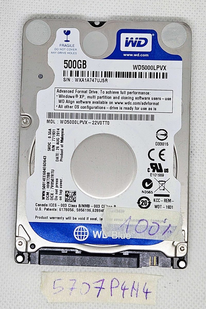 WD 500GB HDD WD5000LPVX Disco rigido SATA da 2,5" – Aggiornamento dello spazio di archiviazione per laptop