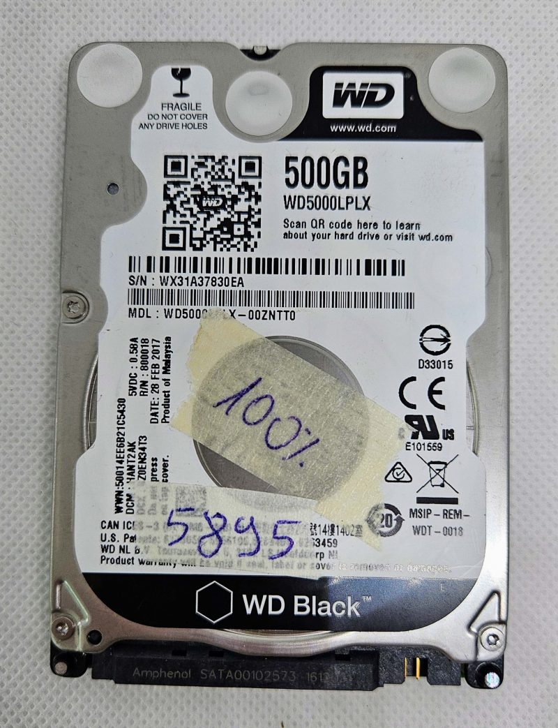 WD5000LPLX 500 GB WD Black 2,5" SATA HDD – 100% integro – Parte per laptop