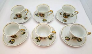 Set da caffè/tè vintage in porcellana Zajecar Jugoslavia - 6 tazze e piattini