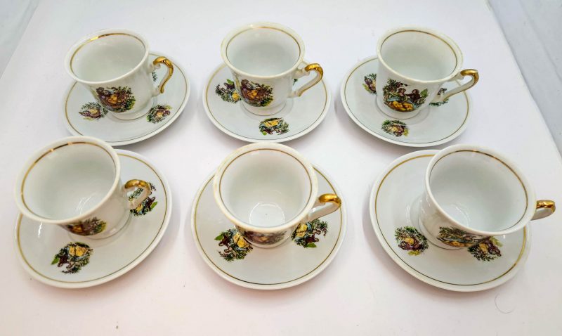 Set da caffè/tè vintage in porcellana Zajecar Jugoslavia - 6 tazze e piattini