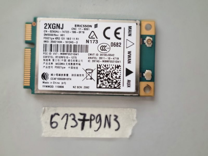 Scheda WiFi per laptop Dell Ericsson DW5550 Wireless 3G WCDMA Mini PCIe 2XGNJ