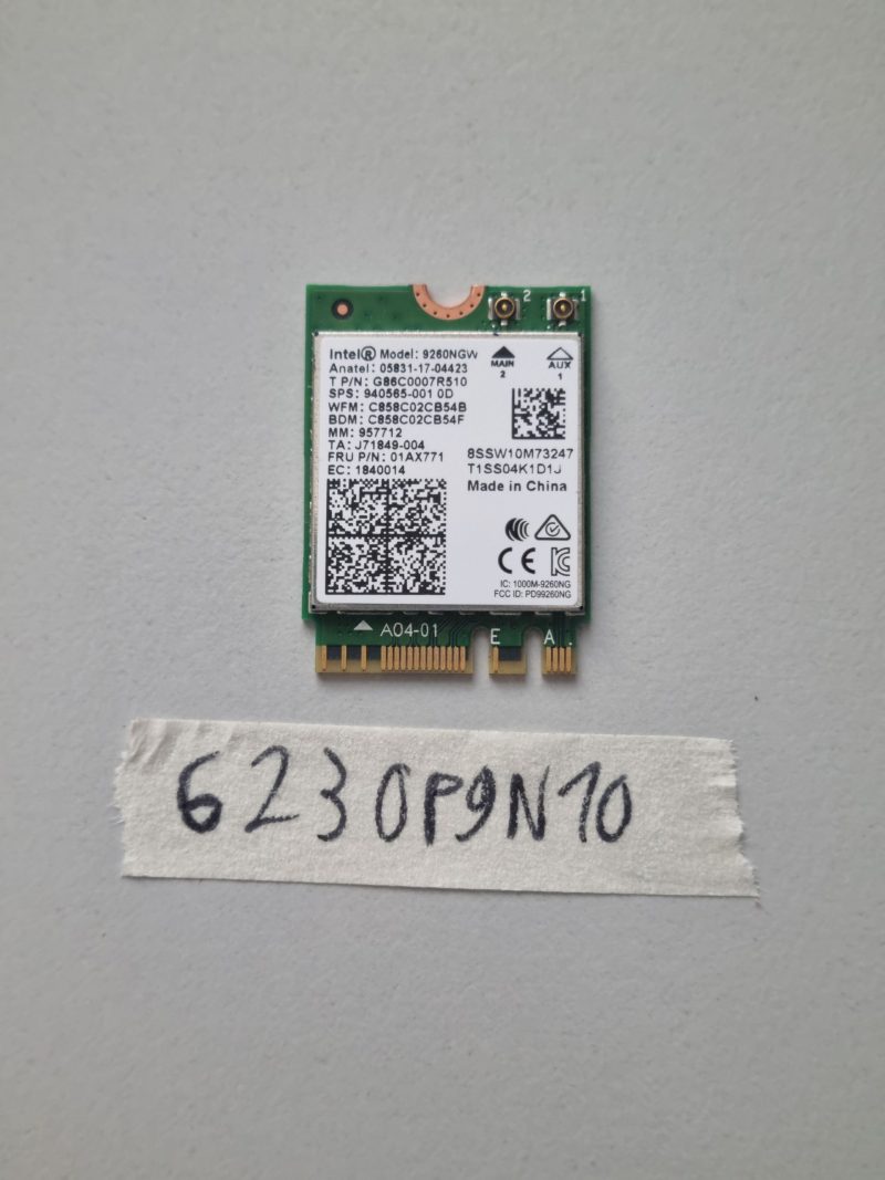 Parti per laptop Lenovo L490 Scheda WiFi wireless dual band AC 9260NGW 1730 Mbps BT 5.0